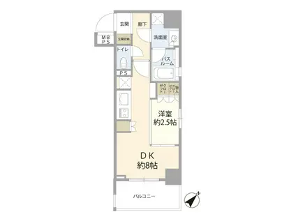 ライオンズ蔵前レジデンス(1DK/12階)の間取り写真