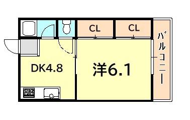 フタミハイツ(1DK/1階)の間取り写真