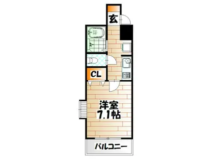 北九州モノレール 北方駅(福岡) 徒歩8分 6階建 築25年(1K/2階)の間取り写真