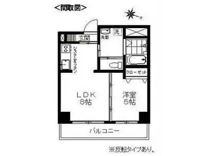 ロイヤルヴュー貝ヶ森(1LDK/2階)の間取り写真