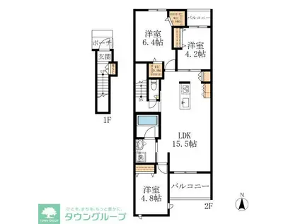 GRANDE VILLA山の手(3LDK/2階)の間取り写真