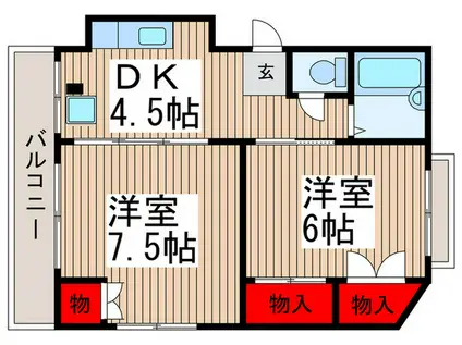 ベルヴィ・N(2DK/4階)の間取り写真