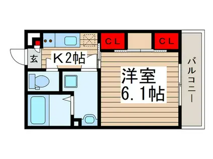 リブリ・大久保II(1K/1階)の間取り写真