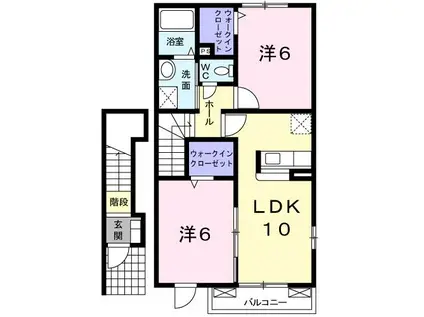 グラース・レノマII(2LDK/2階)の間取り写真
