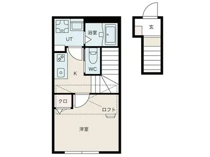 コートヤード砧(1K/2階)の間取り写真