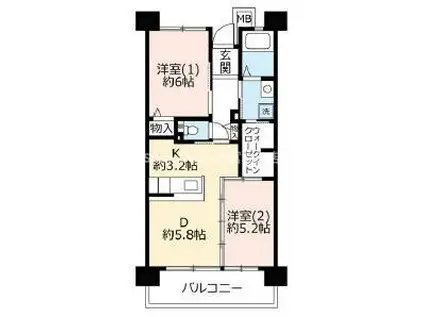 UR 浜甲子園なぎさ街21(2LDK/10階)の間取り写真