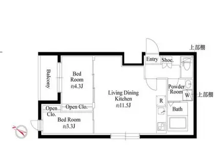 カーサピアッツァ杉並和田(2LDK/2階)の間取り写真