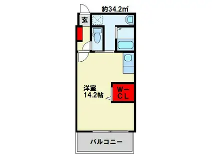 ウイングス片野I(ワンルーム/12階)の間取り写真