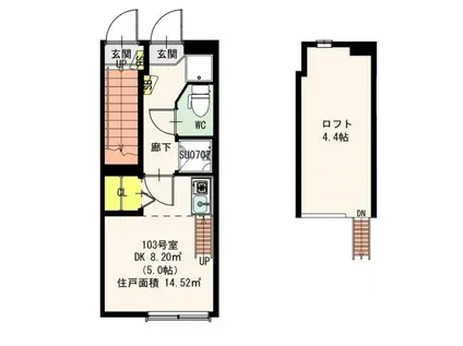 MIURA-1(ワンルーム/1階)の間取り写真