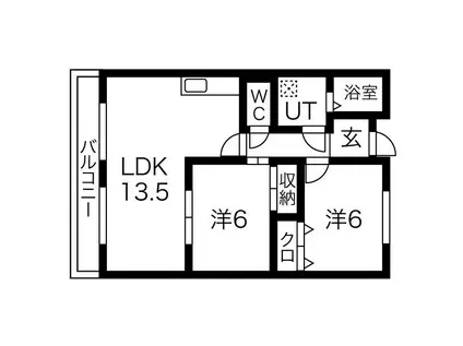 ライフポート野口(2LDK/1階)の間取り写真