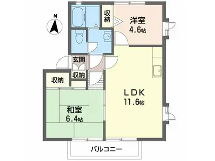 フローラル白浜(2LDK/1階)の間取り写真