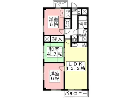 ハイツ秋桜(3LDK/1階)の間取り写真