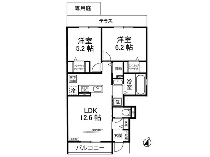 ラヴィベール(2LDK/1階)の間取り写真