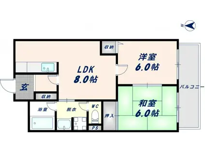 ラフォーレ高井田(2LDK/2階)の間取り写真