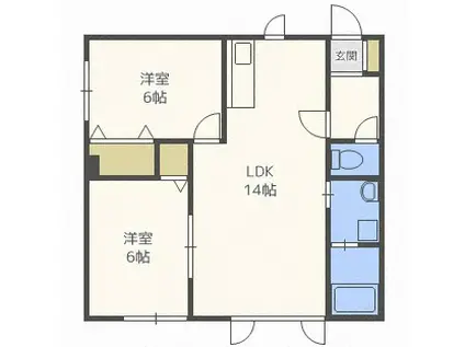 ウエストヴィラII(2LDK/2階)の間取り写真