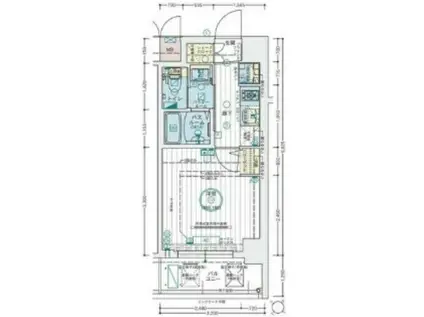 エステムコート神戸元町Ⅱリザーヴ(1K/2階)の間取り写真