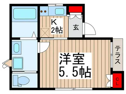 CASA FELICE 宮町(1K/1階)の間取り写真