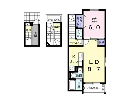 グリシーヌ桜ヶ丘I(1LDK/3階)の間取り写真