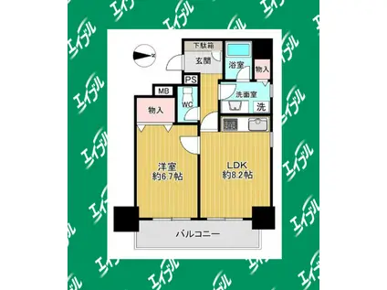 ヴェルビュ代官町(1LDK/8階)の間取り写真