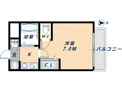 リンクスイン東大阪パートⅡ(1K/3階)の間取り写真