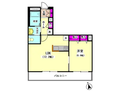 セレッソ大井町(1LDK/2階)の間取り写真