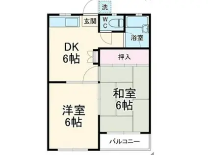 キャプテン大宮(2DK/1階)の間取り写真