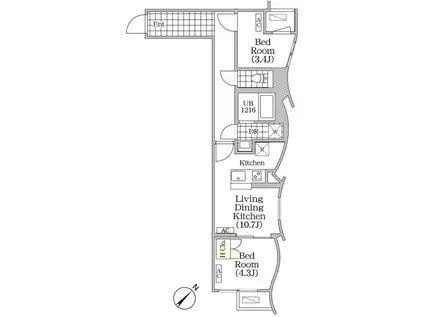 BRICK RESIDENCE 目黒本町(2LDK/1階)の間取り写真