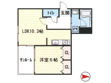 サンビルダー北野ザベース(1LDK/4階)の間取り写真