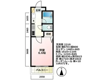 ジーテンスハウス(1K/1階)の間取り写真