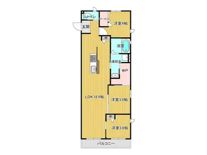 VIA LATTEA I(3LDK/2階)の間取り写真