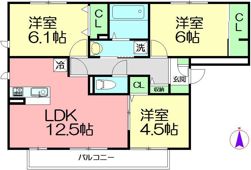 セレーソエステート(3LDK/2階)の間取り写真
