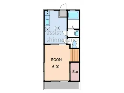 竹森ハイツ(1DK/2階)の間取り写真