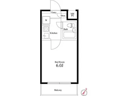 ラ・レジダンス・ド・パンデュール(1K/4階)の間取り写真