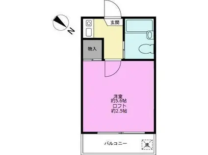 クィーンズハイツ(1K/2階)の間取り写真