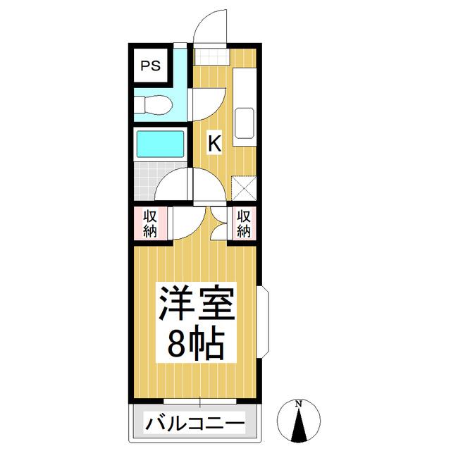 サンシャトー国分(1K/3階)の間取り写真
