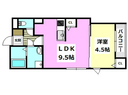 KVELL GARDEN春日(1LDK/1階)の間取り写真