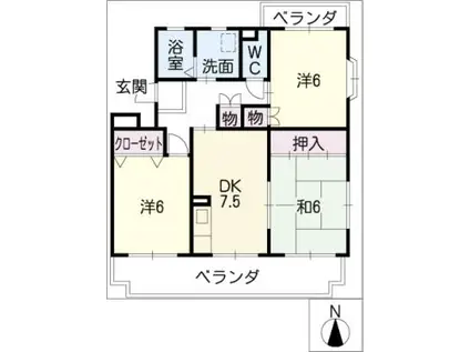 ルネッサンス雅 A棟(3DK/4階)の間取り写真