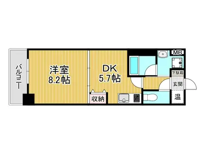 アーバンステージ安堂寺I(1DK/4階)の間取り写真