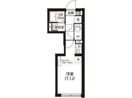 レピュア南大井レジデンス(ワンルーム/2階)の間取り写真