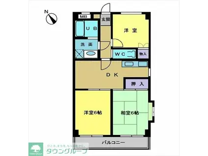 サンホワイト富士見が丘(3DK/6階)の間取り写真