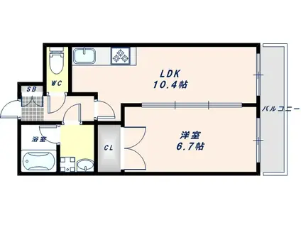 ゼンラフォーレ玉造(1LDK/4階)の間取り写真