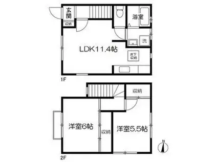 小田原市南町4丁目戸建(2LDK/1階)の間取り写真