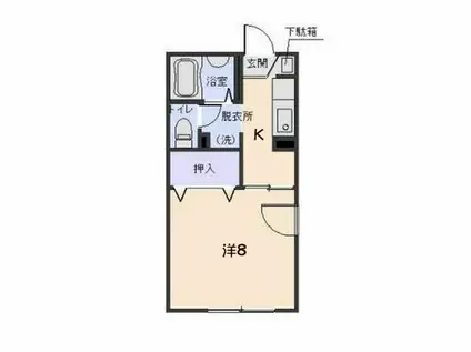 ウエストコート(1K/1階)の間取り写真