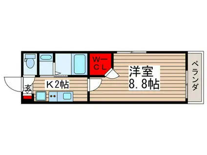 ラフィーナー津田沼(1K/2階)の間取り写真