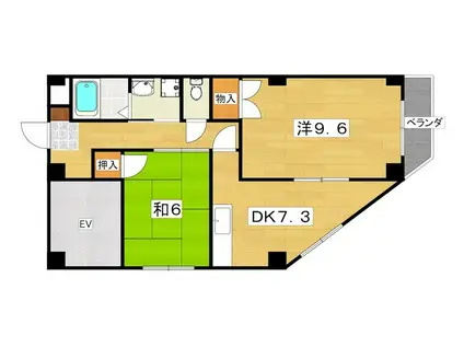 フォンテーヌN(2DK/4階)の間取り写真