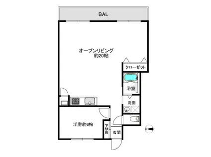 永谷リヴェール新宿(1LDK/10階)の間取り写真