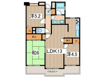 コンフォーレ南林間(3LDK/4階)の間取り写真
