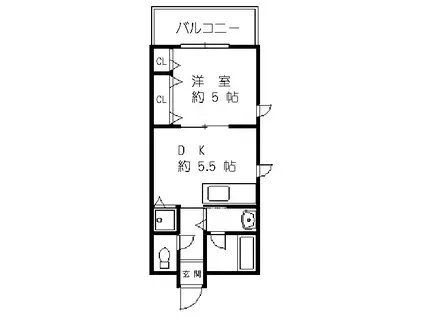 デルガトーレ天満(1DK/3階)の間取り写真