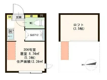 ハーモニーテラス中村橋(ワンルーム/2階)の間取り写真