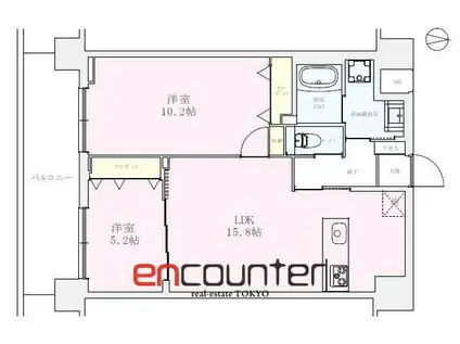 向山ガーデンレジデンス(2LDK/7階)の間取り写真